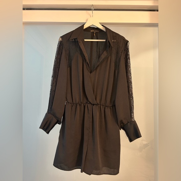 Maje Black Lace Sleeve Jumpsuit